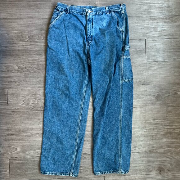 Vintage 90s Carhartt Carpenter Jeans Baggy Denim Work Pants Size 37X32